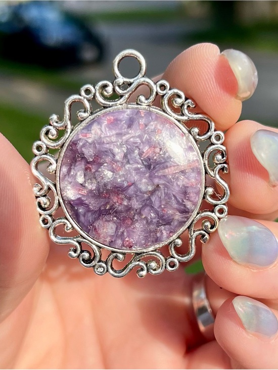 Jewelry - Purple Unicorn Stone Filigree Pendant Lepidolite Pink Tourmaline Smokey Quartz